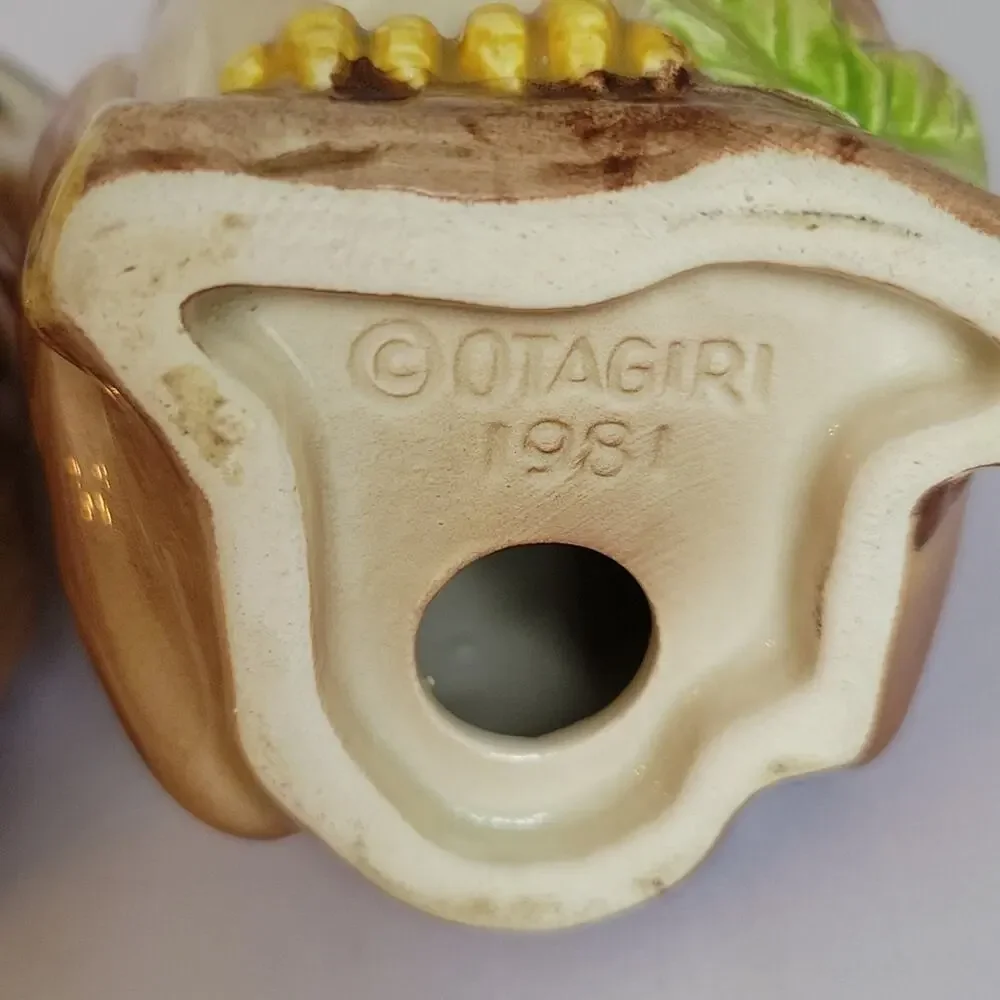 Vintage Otagiri Owl Salt Pepper Shakers 1981 Autumn Retro 1980s Forest Kitsch